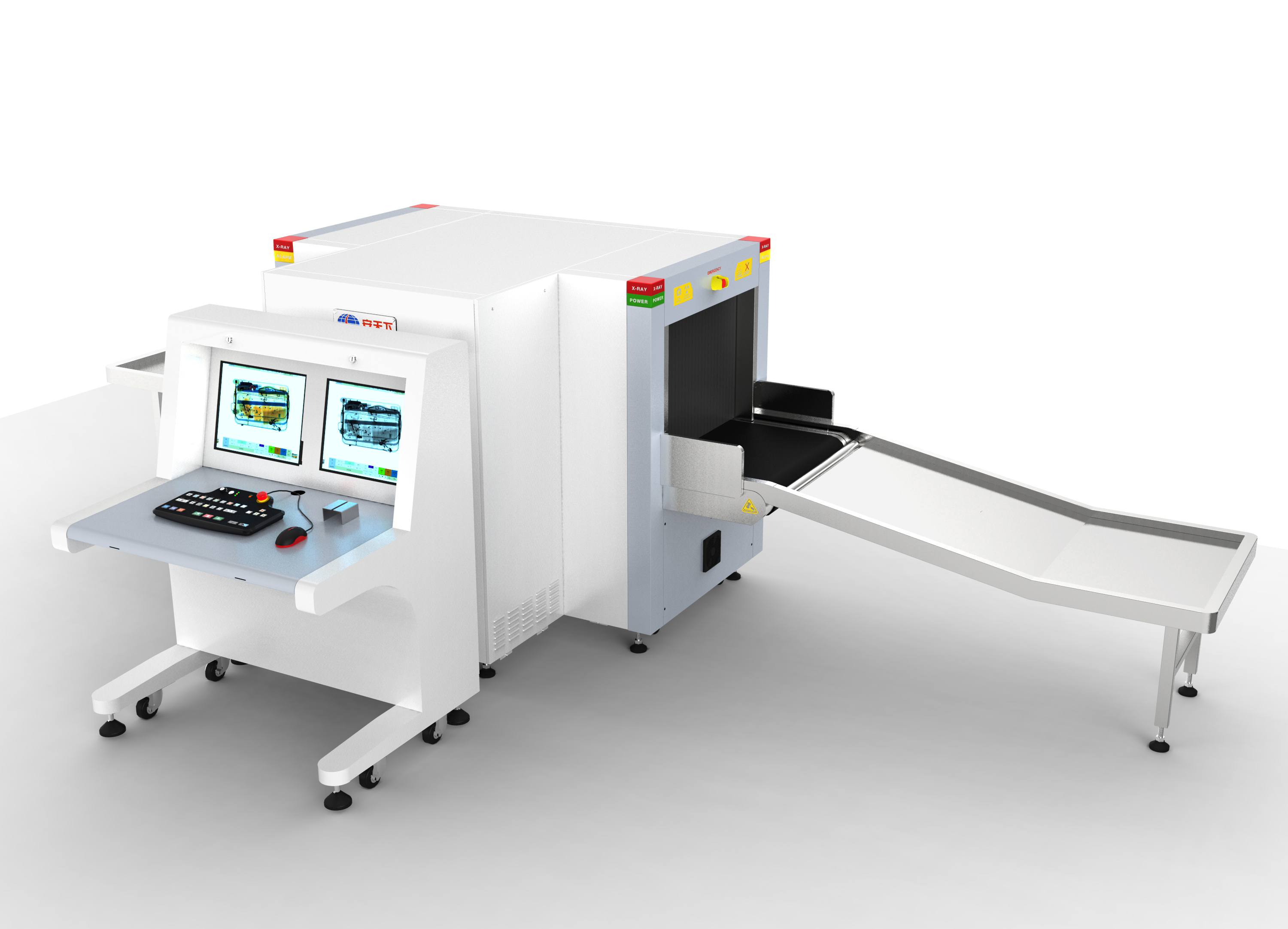 Scanner de bagagem de raio X com duas visualizações para inspeção de segurança